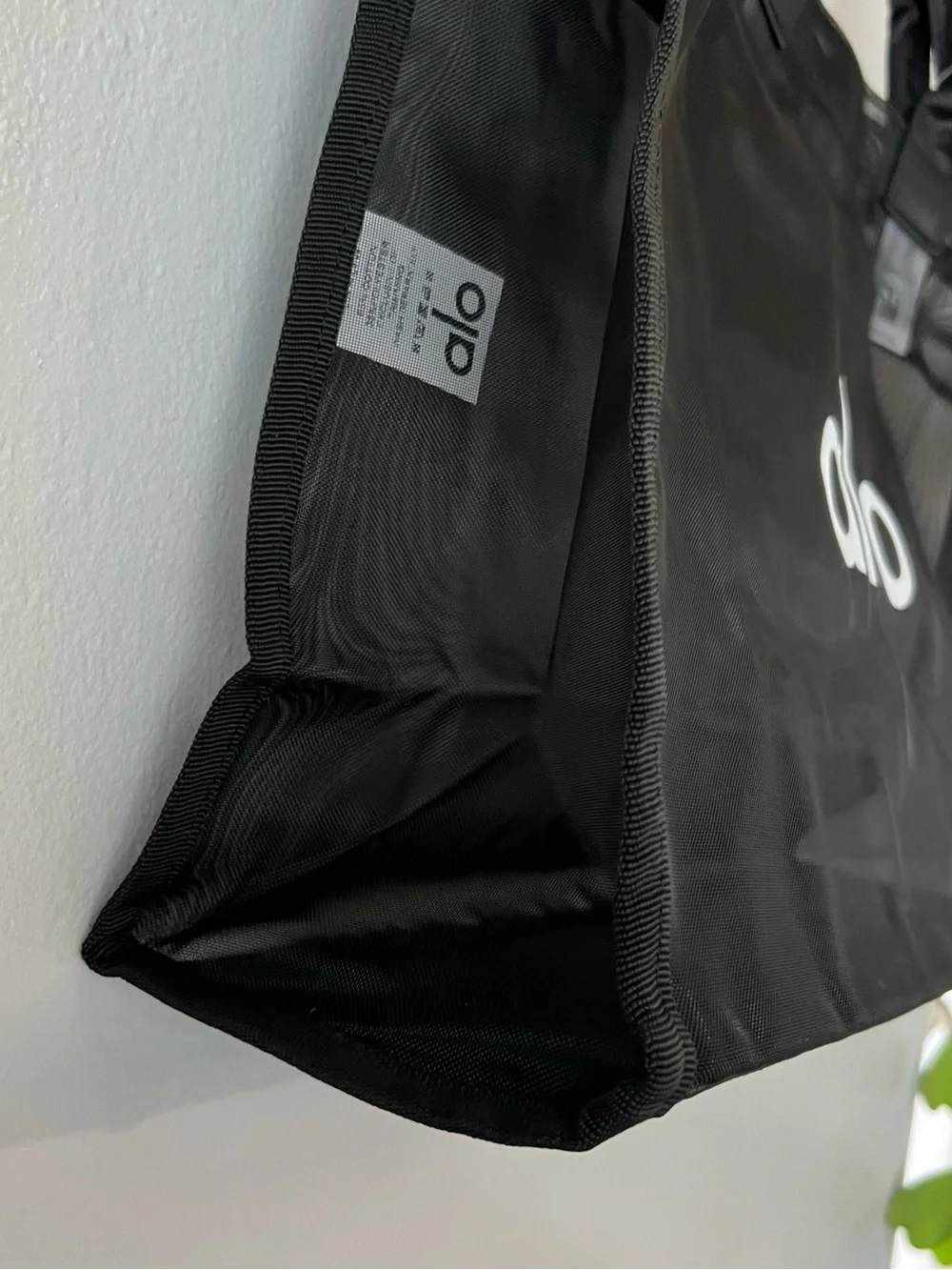 Alo Black Mesh Tote Bag with White Logo
